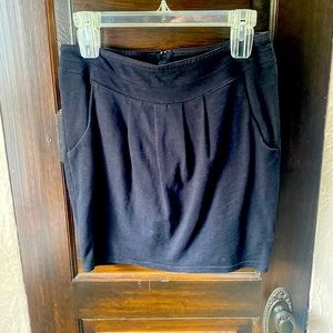 Black cotton mini skirt